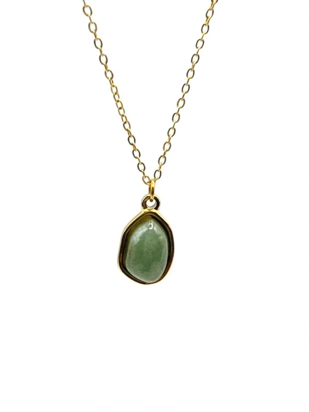 NWT 18K Gold Plated Jade Pendant Necklace Boho Luxe Layering Minimalist Elegant - Picture 4 of 10